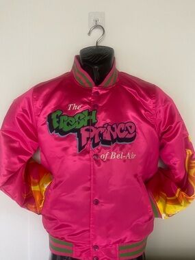 The Fresh Prince of Bel-Air Pink Satin Bomber Jacket